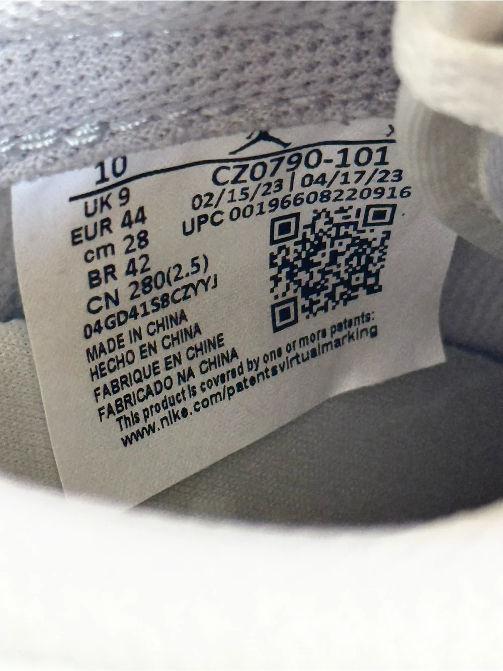 AUTHENTIC Jordan 1 Retro Low OG Atmosphere Grey size 10 CZ0790-101 2023 PREOWNED